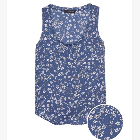 Banana Republic Tops - Banana Republic Picot Blue Floral Tank - M